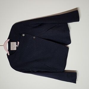 Rachel Rachel Roy navy blue quilted two button wrap blazer cardigan sweater med